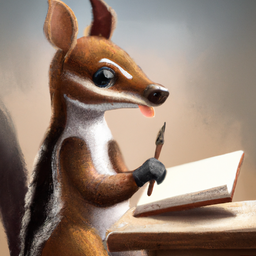 a numbat writing a book