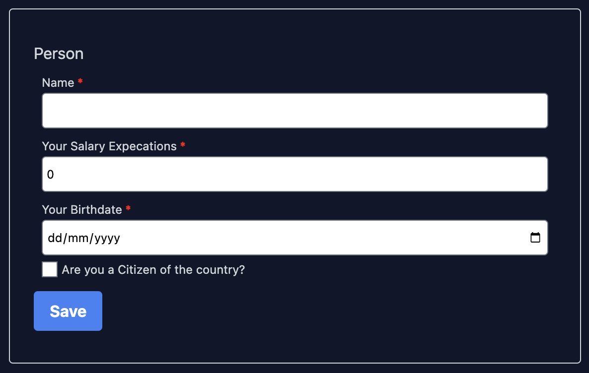 A form with four fields.