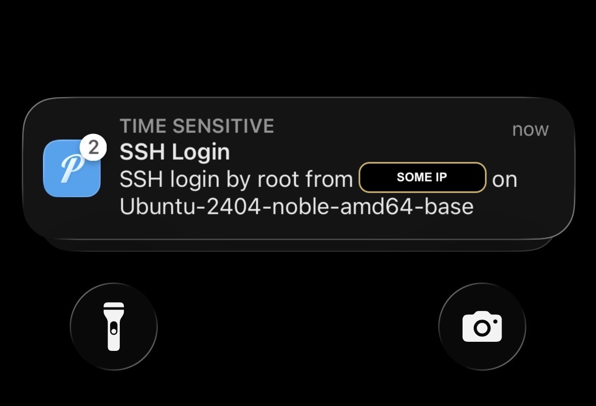 A screenshot of the Pushover message on my phone
